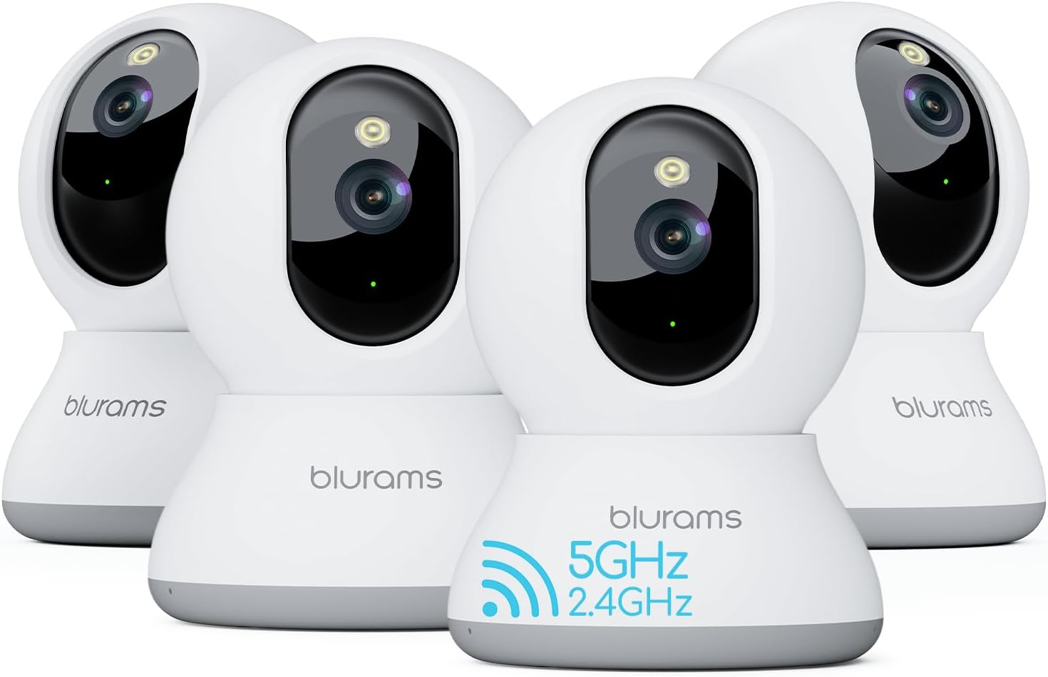 blurams Cameras for Home Security, 2K Pet Camera with Phone App, 5GHz/2.4GHz Dual-Band, 360° PTZ Indoor Cameras, 2-Way Talk, Motion Tracking, Color/IR Night Vision, Cloud&SD, Works with Alexa (4Pack)
