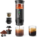 Portable Battery Espresso Coffee Maker for Travel, 20 bar Smart Display Mini Car Espresso Machines, 3-in-1 Self-Heating Electric Espresso Maker, USB-C Ground Coffee & Capsule Pod(Ns&DG) RV, Hiking