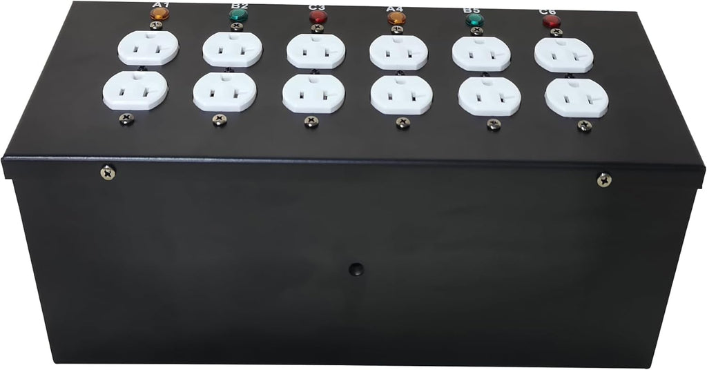 JUNMAN 6 Channel L14-30 to 12 Edison Power Distro Distributor Box for Stage DJ Lighting Party Event Show