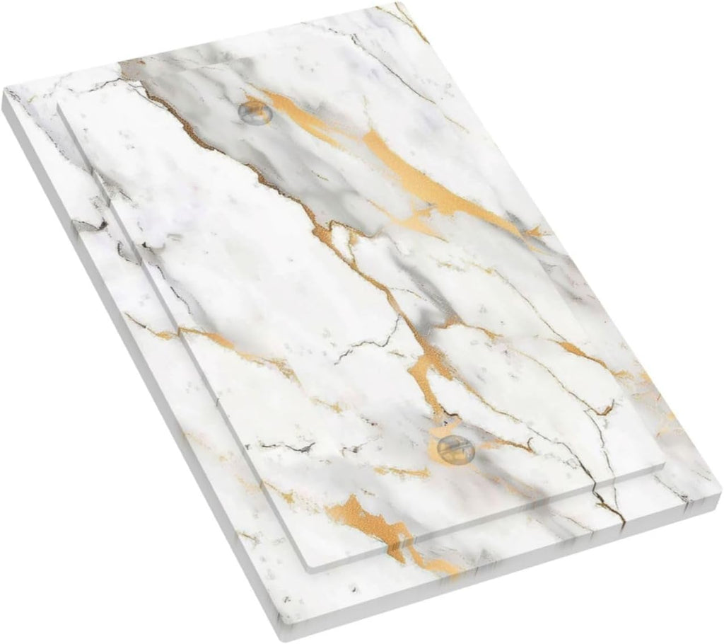 Light Switch Cover Plate Marbling Style White Background Gold Gray Stripes 1 Gang No Device Blank Electrical Wall Plates Faceplate Decorative Switch Plate For Bathroom Kitchen Decor