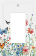 Decorative Outlet Covers Rustic Wildflower Blue Pink Floral Butterfly 1 Gang Rocker Light Switch Cover Plate Single Wall Plates for Electrical Outlets Switch Plate Covers for Home Decor