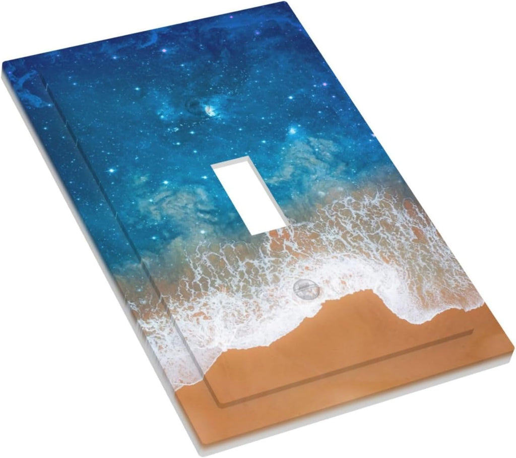 Blue Sea Ocean Beach Waves Single Toggle Light Switch Cover plate Outlet Cover Decorative Switchplate Wall Plates Electrical Panel Cover for Bathroom Living Room 5 X 3 IN