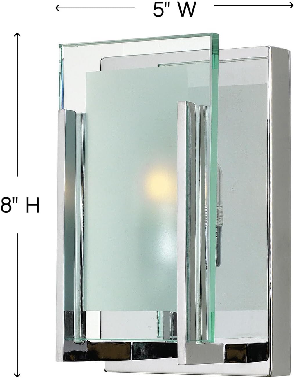 Hinkley Latitude Small Single Light Bath Vanity Sconce - Modern, Inside Etched Clear Glass Panel, Bulb Included - Chrome Finish