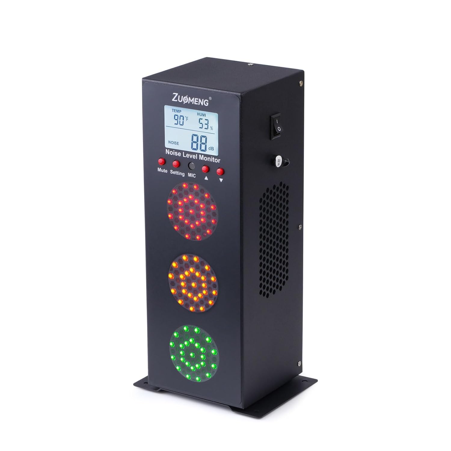 Noise Detector with Traffic Light Alert & Adjustable dB Threshold & Volume, Temp & Humidity Display, for Classroom Noise Control, Fun Interaction for Easy Noise Management