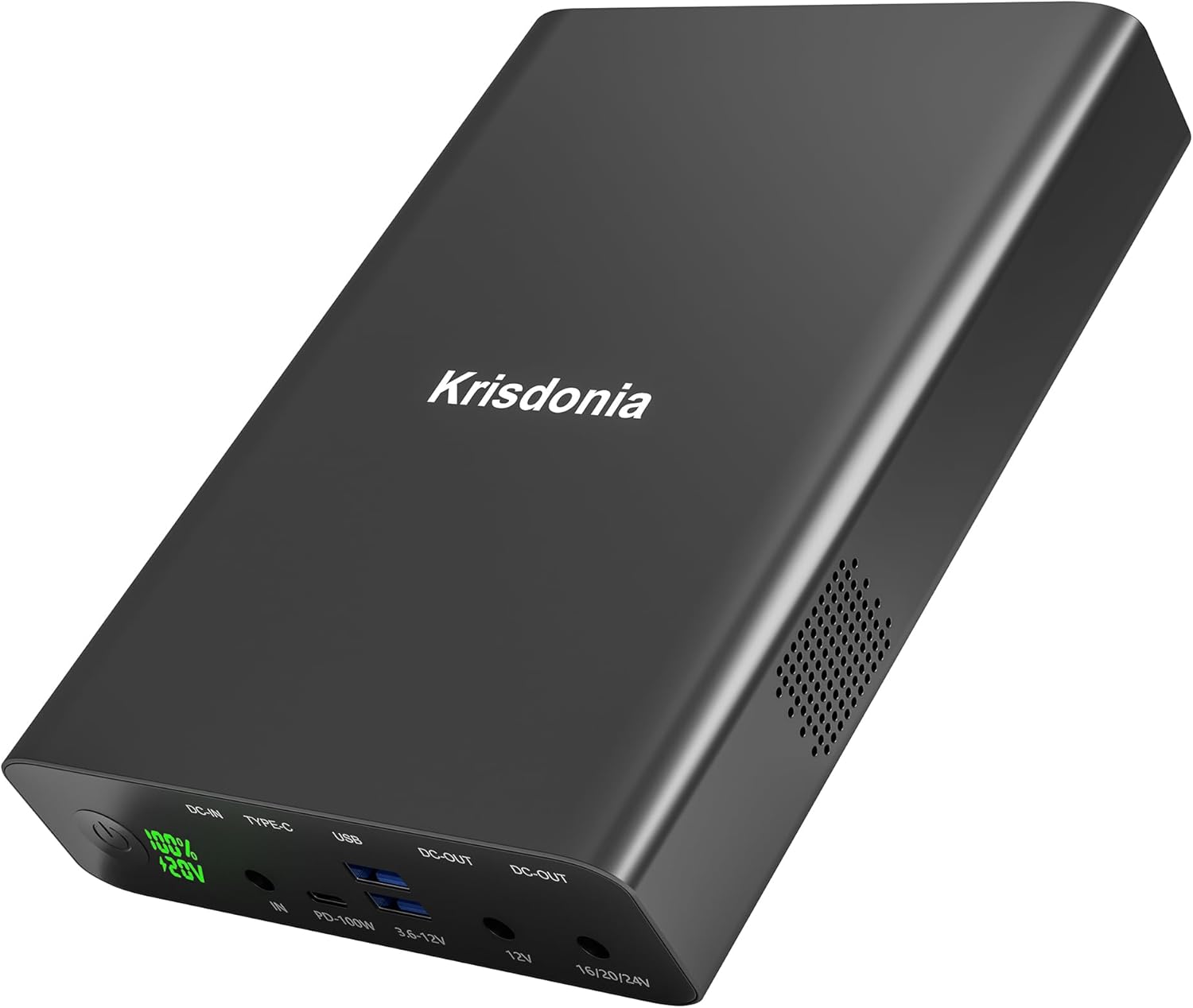 Krisdonia 100W USB-C PD Power Bank, 64000mAh Portable Charger Battery Pack [PD 3.0 USB-C 100W + DC 12/16/20/24V + Quick Charge QC 3.0 Dual Ports] for Laptop, Tablet, Smartphone, Projector and More
