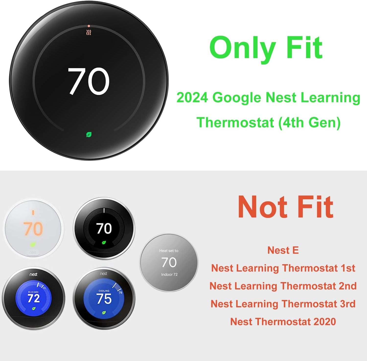 Nest Thermostat Wall Plate Cover Compatible with Google Nest Learning Thermostat (4th Gen), Practical Nest Thermostat Trim Kit, Nest Learning Thermostat 4 Accessory, Snap fit Design, White