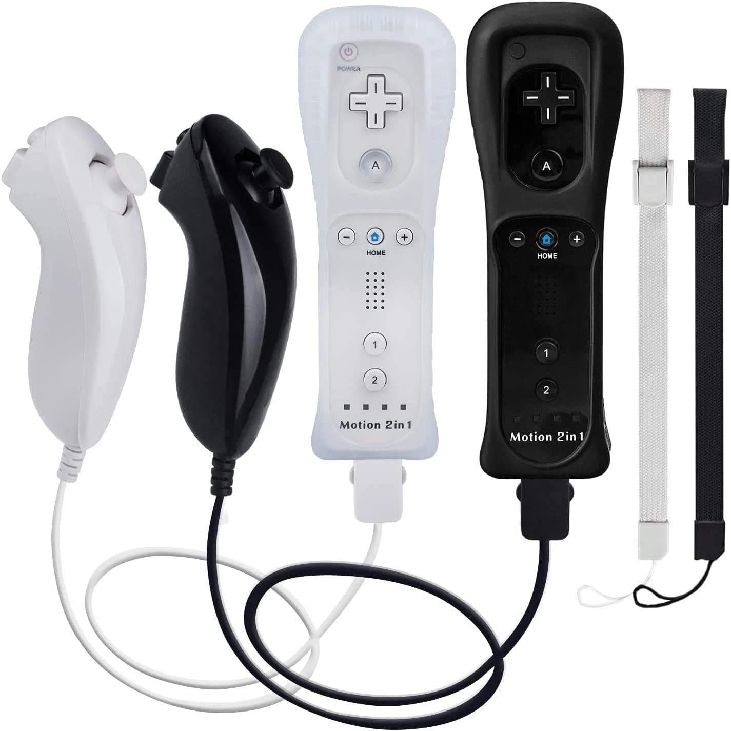 TechKen Motion Plus Wii Controllers 2Packs with Nunchucks, Wii Remote Controllers Compatible for wii and Wii U with Built in Motion Plus