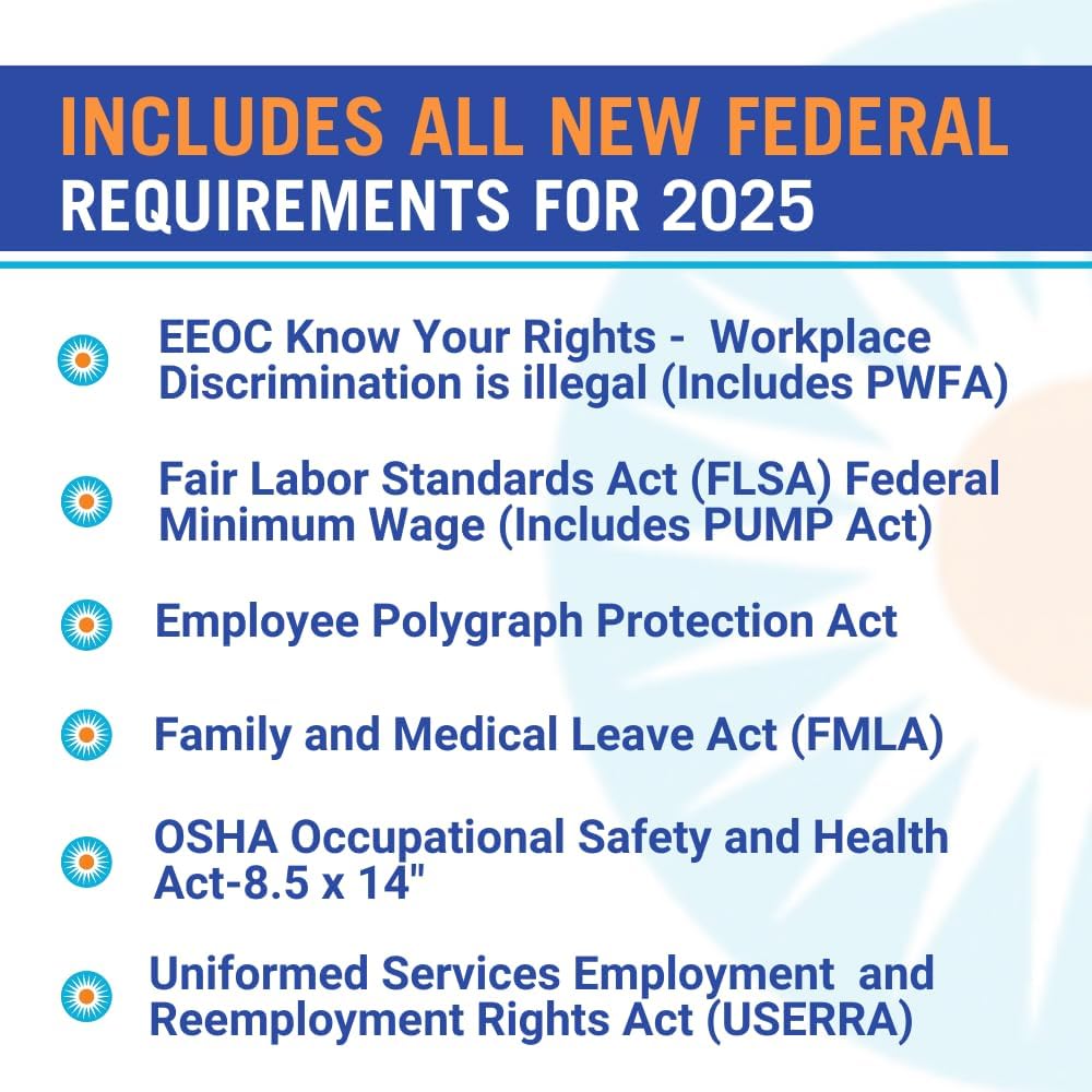 2025 New Mexico Labor Law Poster - State, Federal, OSHA Compliant - Workplace Required Posting for Employees - English Employment Poster- UV Laminated Waterproof - 26" x 39.5”- English