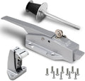 Walk in Cooler Door Closer Complete Latch Kit, Walk in Cooler Door Handle Radial Latch, Offset -1/5 In-3/5 in(Offset) and 5.9" Solid Metal Interior Release Handle (Foggy White)