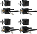 Keyed Entry Door Handle with Single Cylinder Deadbolt, Keyed Alike(Same Keys Only Per Set) Front Door/Exterior Door Lever Lockset, Matte Black, 4 Sets of Locks with 4 Sets of Different Keys
