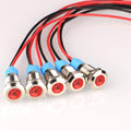 5pcs 8mm LED Metal Indicator Light AC/DC 12-24V Waterproof Signal Lamp Pilot Dash Directional with Wire(Red)