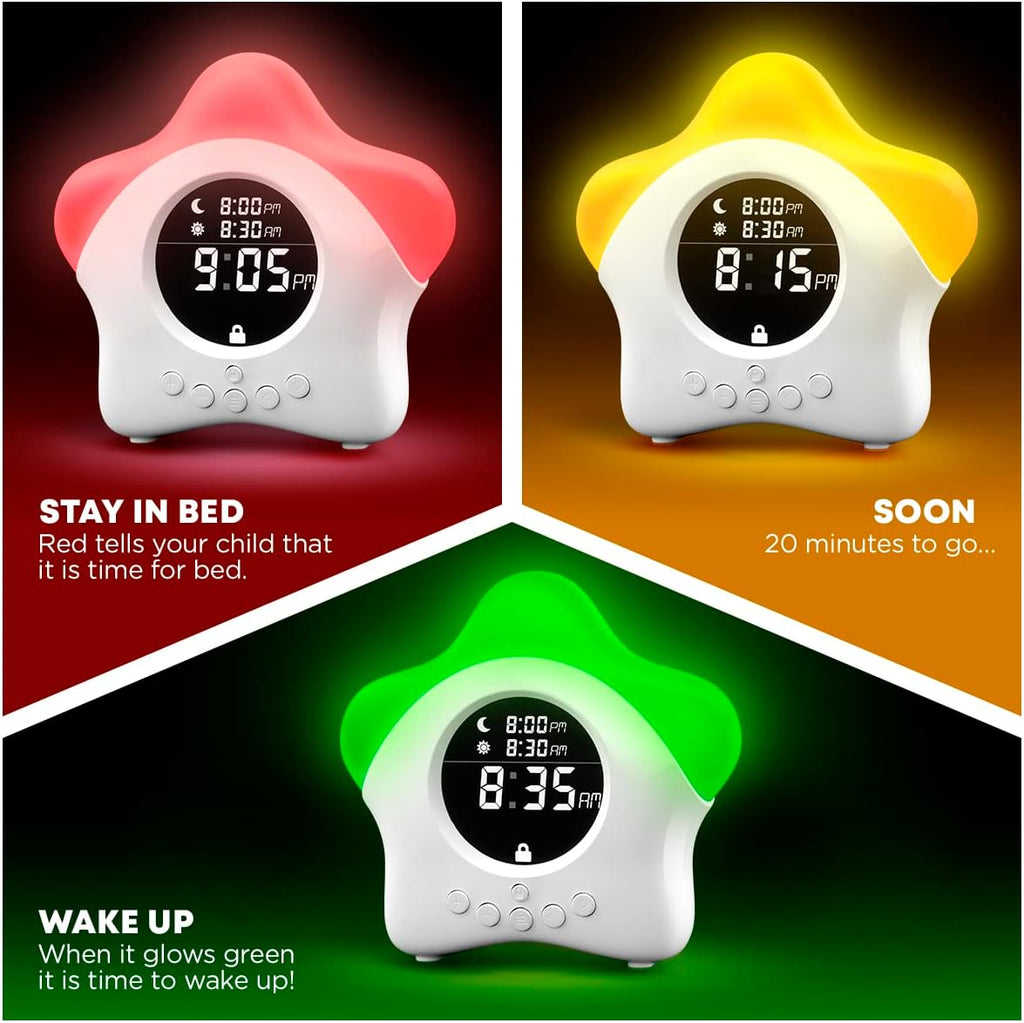 Stay-in-Bed Clock for Kids - Toddler Sleep Trainer, Night Light & Alarm