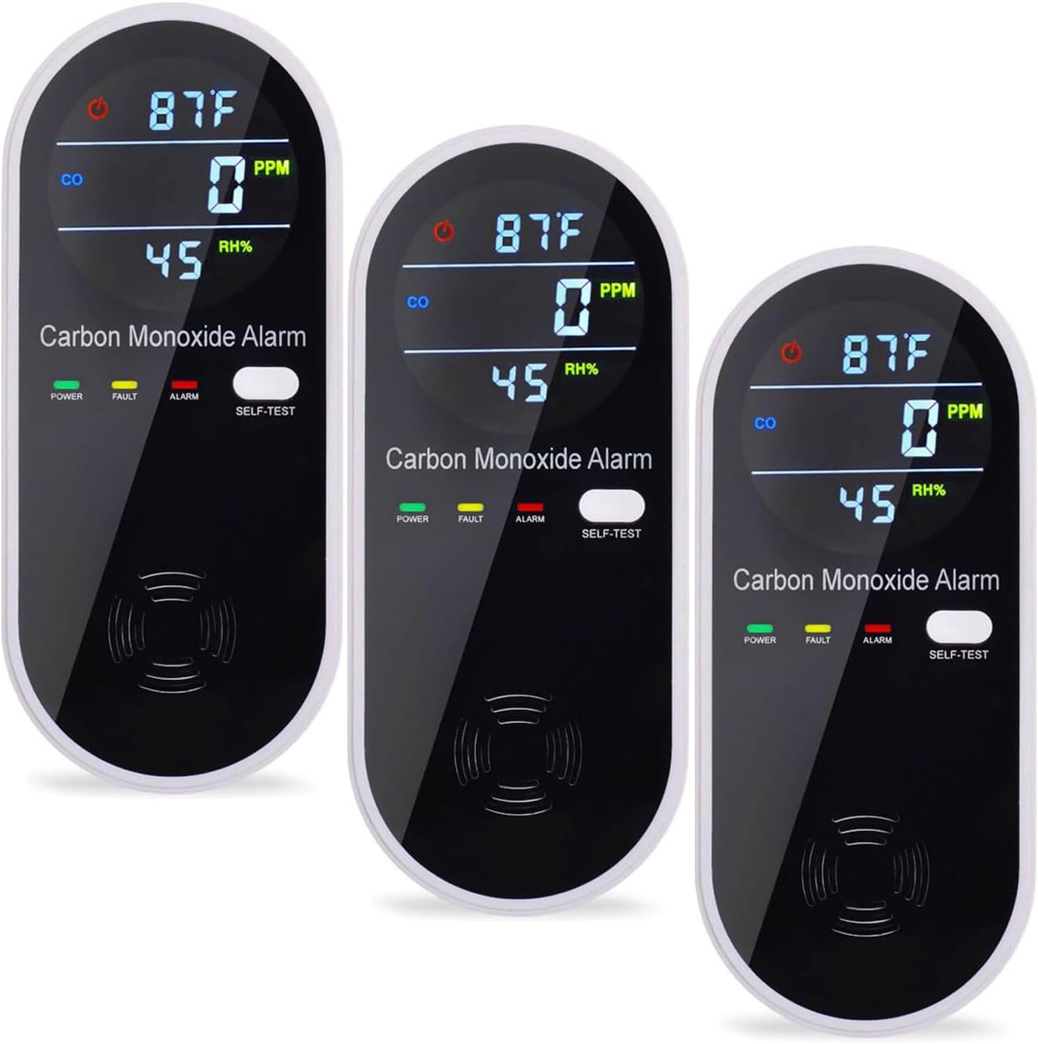 Carbon Monoxide Detectors, Plug in Type CO Alarm Monitor with Clear LCD Display, 3-in-1 Carbon Monoxide Detector (CO, Temperature and Humidity Display), Easy to Read & Install, KH106, Black