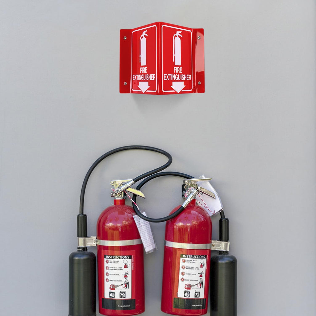T&R Fire Extinguisher Sign, Fire Extinguisher with Down Arrow - 4 Pack - 8 x 6 Inches Acrylic, 4 pre-drilled holes, Includes Matching Screws, Use for Home Office/Business