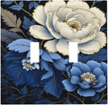 Blue White Flowers Light Switch Covers Double Toggle 2 Gang Wall Plate Dual Decorative Switchplate Electrical Faceplate for Farmhouse Decor