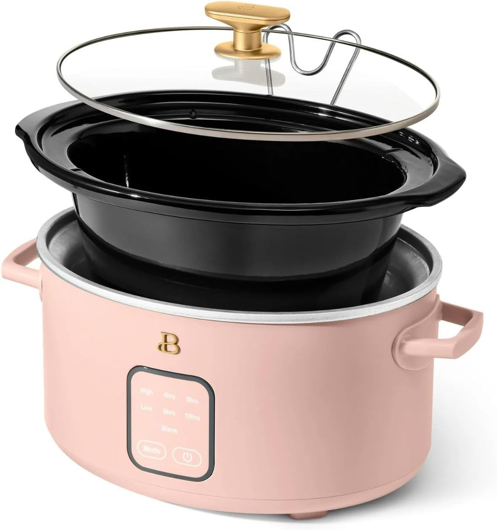 Beautiful 4-Qt Digital Slow Cooker with Smart Touch Screen, Removable Pot, Timer Presets, Ideal for Small Families