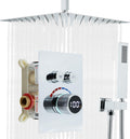 Digital Display Shower System Set 16 Inches Rain Fall Head Temperature Valve Shower Handheld Shower Head Sets for Bathroom Concealed Installation