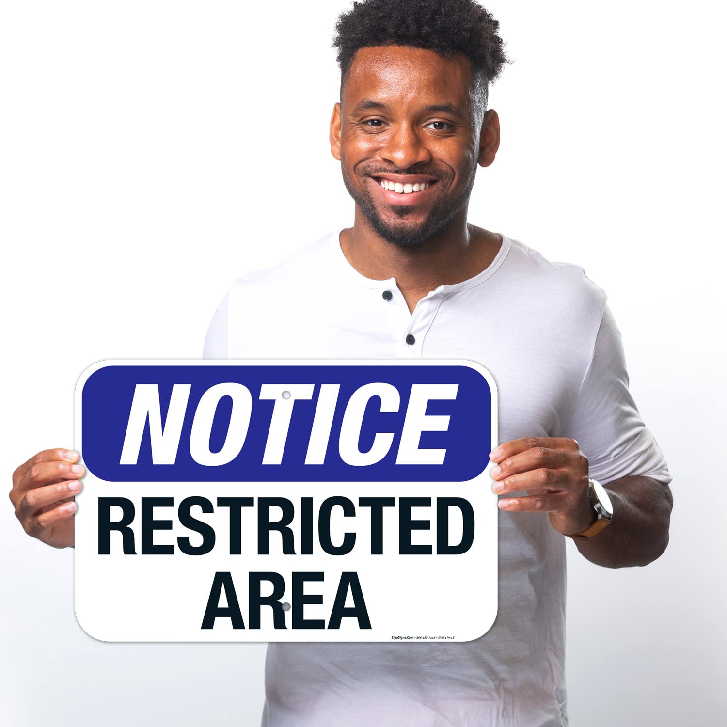 Notice Restricted Area Sign, 12x18 Inches, Rust Free .063 Aluminum, Fade Resistant, Made in USA