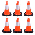 6 Pack 12" Orange PVC Safety Cones with Reflective Stripe, Black Base Stackable Training Cones for Soccer, Sports Drills, Gym, and Indoor or Outdoor Activities (6, Orange, 12 Inch)