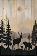 Light Switch Cover Plate Wood Board Wildlife Cute Bear Deer Forest Rustic 1 Gang No Device Blank Electrical Wall Plates Faceplate Decorative Switch Plate for Bathroom Farmhouse Decor