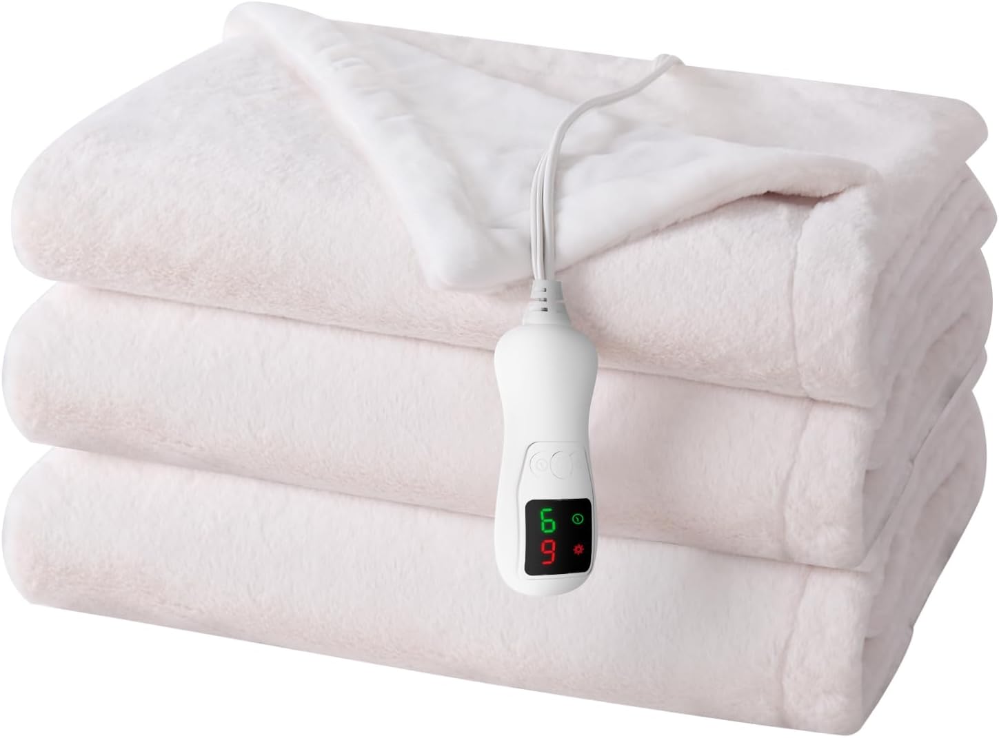 Electric Heated Blanket Twin Size, Washable Blanket Warmer for Home for Adults, Fast Heating Super Cozy Soft Fabric, 62" x 84", 9 Heat Levels, 1-9H Auto-Off, ETL Certified, Pink White