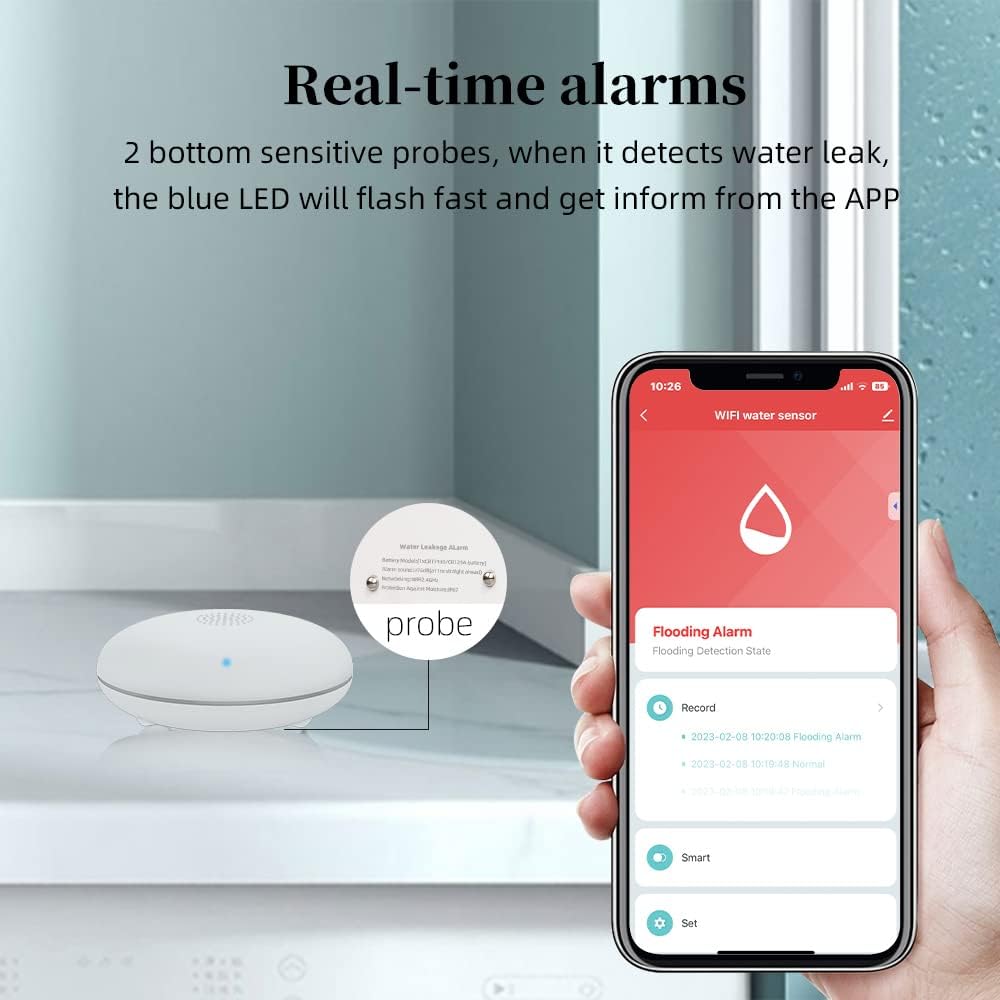 Heiman Water Leak Detectors 3 Packs for Home, Wi-Fi Smart Water Sensor Alarm, 75 dB Water Flooding Alerts and App Remote Notifications, Leak and Drip Detectors for Basement, Kitchen, Laundry, Bathroom