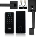 Fingerprint Door Lock with Handle Set, Keyless Entry Smart Door Lock, Electronic Keypad Deadbolt Locks, App Control for Front Door, Home (Matte Black in Zinc)