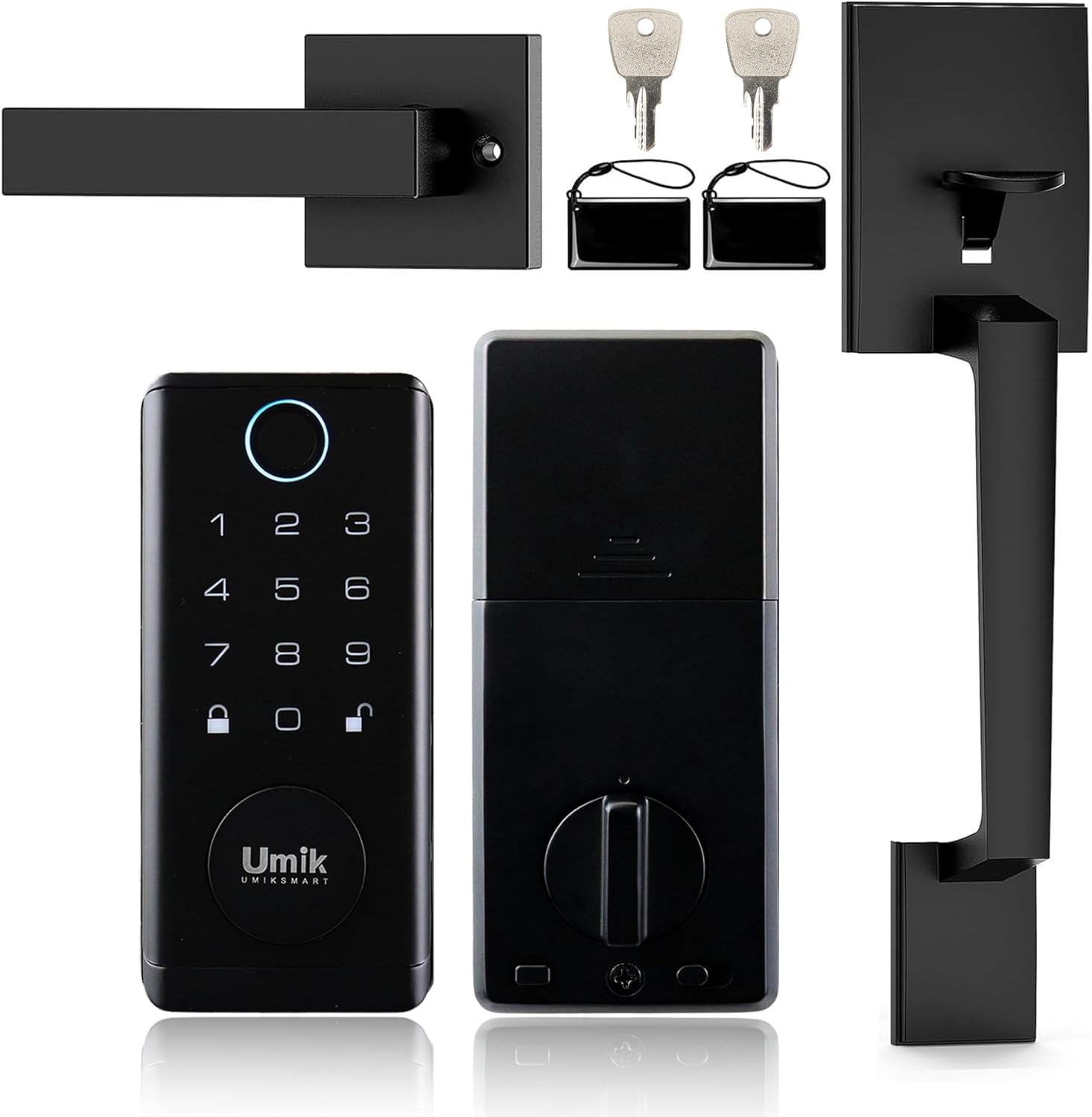 Fingerprint Smart Door Lock with Heavy Duty Handleset, Keyless Entry Door Lock, Electronic Keypad Deadbolt Locks, App Control for Front Door, Home (Matte Black)