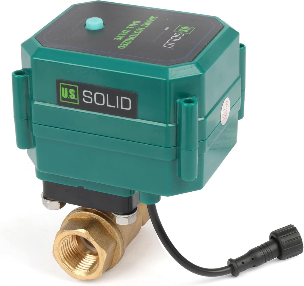 U.S. Solid 1/2" Smart Motorized Ball Valve - Brass Remote App Mobile-control Electrical Ball Valve with Manual Switch, Plug Connection
