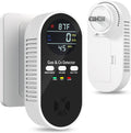 5-in-1 Carbon Monoxide Detectors Plug in with Battery Backup – Natural Gas, Propane & CO Alarm with Dual Sensor, Temperature & Humidity Display for Home, RV, Travel, 1 Packs