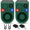 ChunHee Solar Outdoor Motion Sensor Alarm with Dog Barking Alarm Sound, Support Recording and Adjustable Volume, 129db Loud Noise Maker 4 Work Modes Strobe Light for Home, Villa, Farm, Barn (2pack)