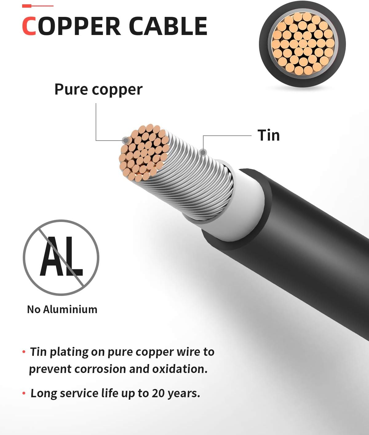BougeRV 10 Feet 12AWG Solar Extension Cable with Female and Male Connector with Extra Pair of Connectors Solar Panel Adaptor Kit Tool (10FT Red + 10FT Black)