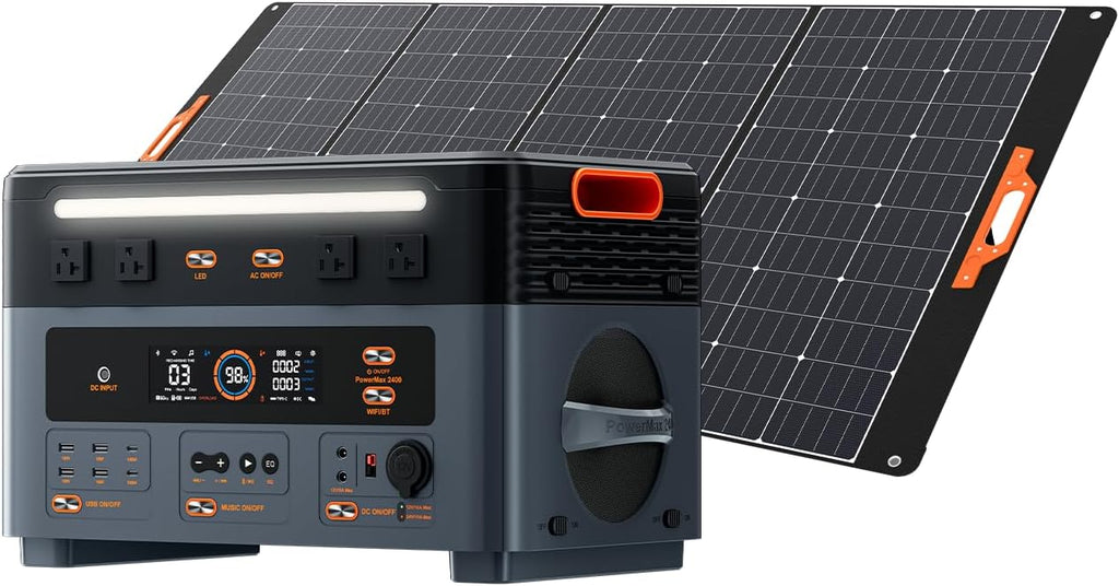 Oscal PM2400 Portable Power Station, 1872Wh LiFePO4 Home Backup Battery, Dual Speaker 2400W Solar Generator(Surge 4800W), Dual Wireless Charging Pad, with 400W solar panel
