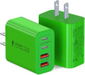 2 Pack USB C Charger, 40W Fast Charge Cube, 4-Port QC+PD Wall Plug,Multi-Port Type C Power Adapter for iPhone 17 16 15 14 13 12 Pro Max XS XR 8,Galaxy S24,Nexus,HTC,Google Pixel,and More(Green)