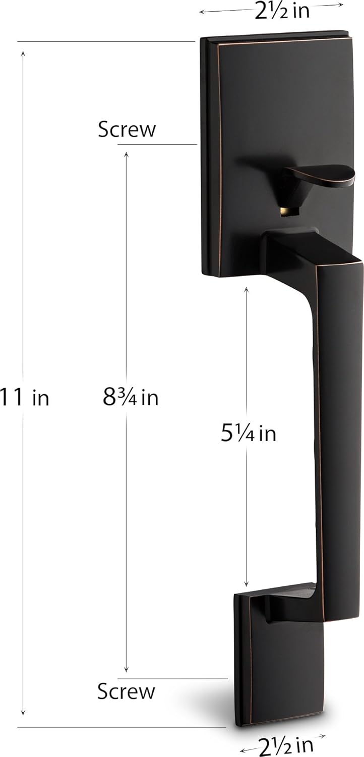 Berlin Modisch Single Cylinder HandleSet with Lever Door Handle (for Entrance and Front Door) Reversible for Right and Left Handed and a Single Cylinder deadbolt Handle Set Oil Rubbed Bronze Finish
