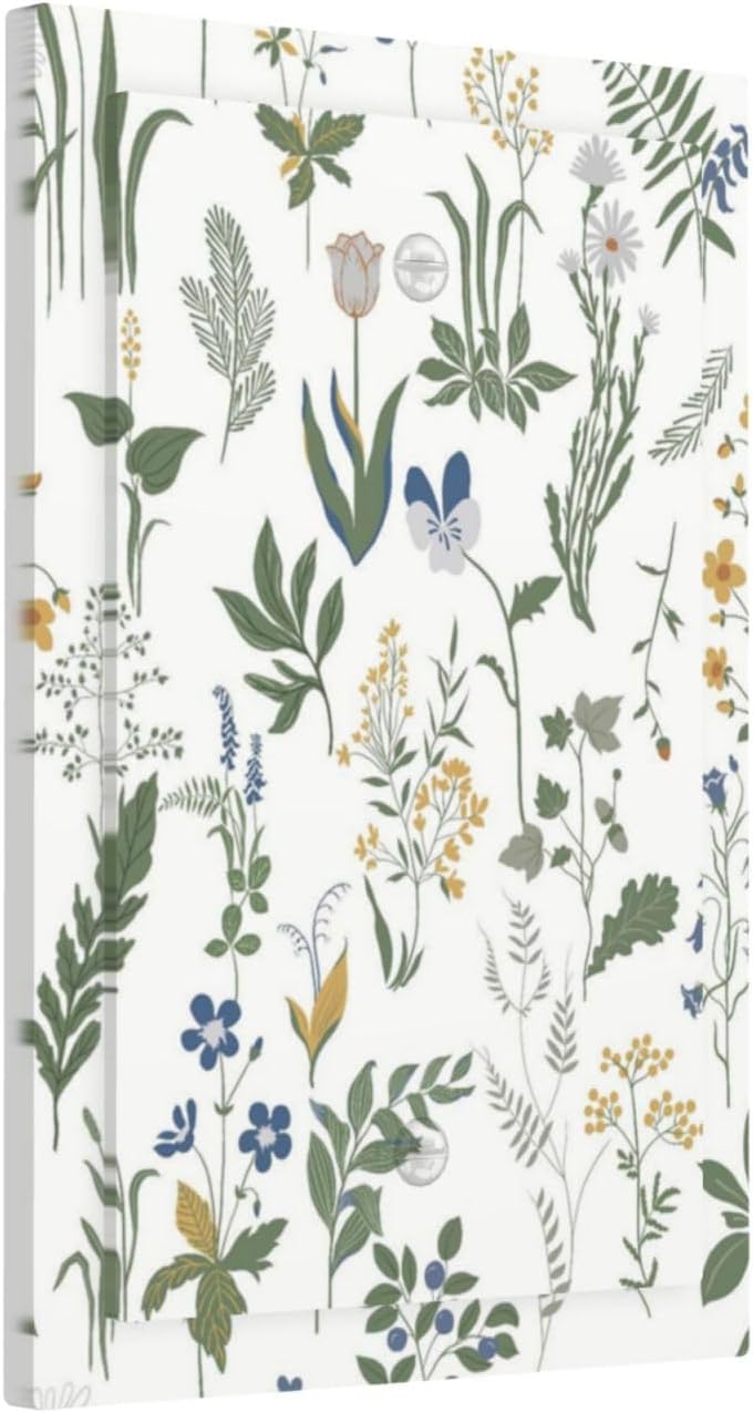 Light Switch Cover Plate Floral Green Leaf Plant Flowes 1 Gang No Device Blank Electrical Wall Plates Faceplate Decorative Switch Plate For Bed Room Farmhouse Decor