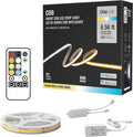 6.56ft Smart COB LED Strip Light, Tunable White 2700K-6500K Dimmable Bright WiFi Led COB Light Strip Compatible with Alexa and Google, White CCT COB Led Light for Kitchen Cabinet, Room