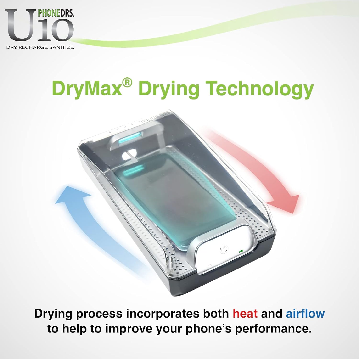 U10 UV-C Cell Phone Sanitizer with Dryer and Charger | Cleans, Dries and Charges All Phones