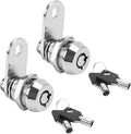 2 Pack Tubular Cam Locks, Cabinet Locks with 7/8'' Cylinder, Atom Lock for Arcade Machine, Gumball Machine, Cash Door, Tool Box, Chrome Finish and Keyed Alike (7/8 Inch 90°)