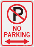 GicnKeuz No Parking Signs with Arrow,14×10 Inches No parking sign .040 Reflective Aluminum,Waterproof and Fade Resistant,6 Pre-drilled holes,Easy to Install,Indoors and Outdoors Use (1-pack)