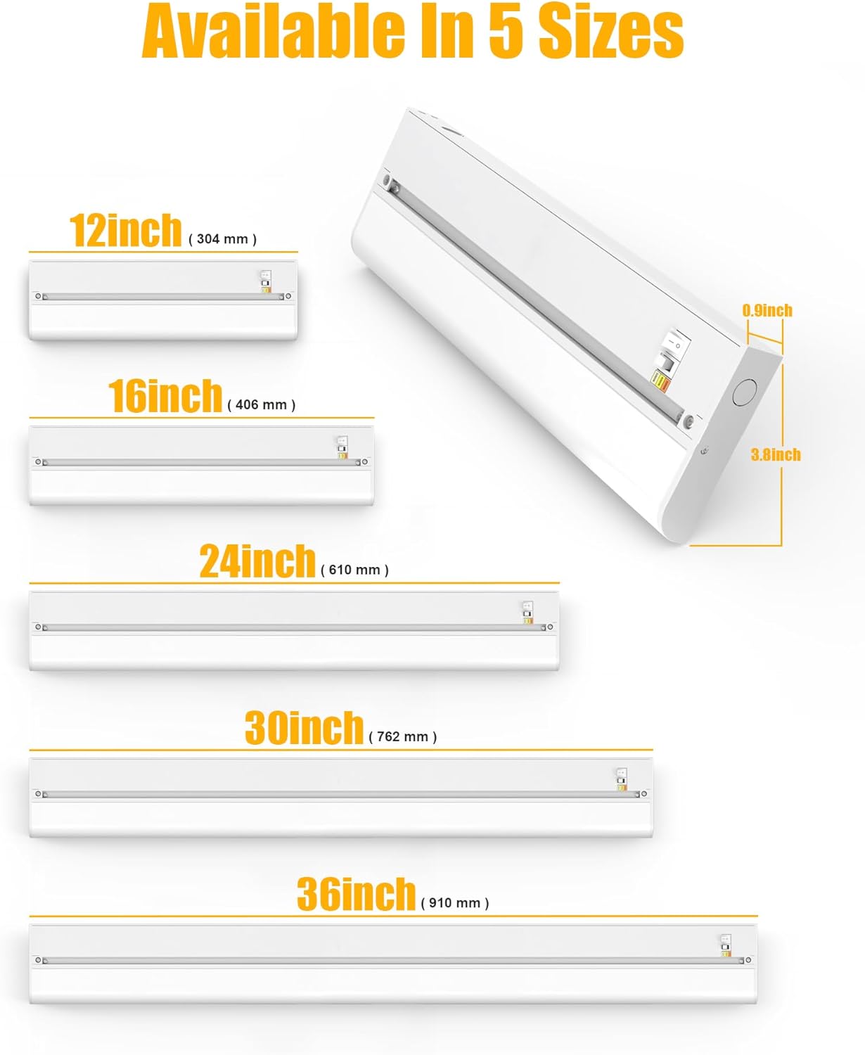 24 Inch Hardwired Under Cabinet Lighting, 3 Color Setting Dimmable LED Under Cabinet Lights Wired, 1400LM Linkable Under Counter Lights for Kitchen, 16W, CRI>97