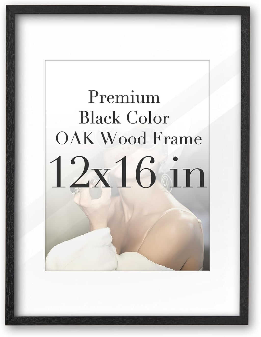 iHery Standard 12x16in Truly Natural OAK Wood Black Color Picture Frame with High Transparency Acrylic Glass Thickened Backboard, Photo Frames Minimalistic Design Narrow Border 1Pack