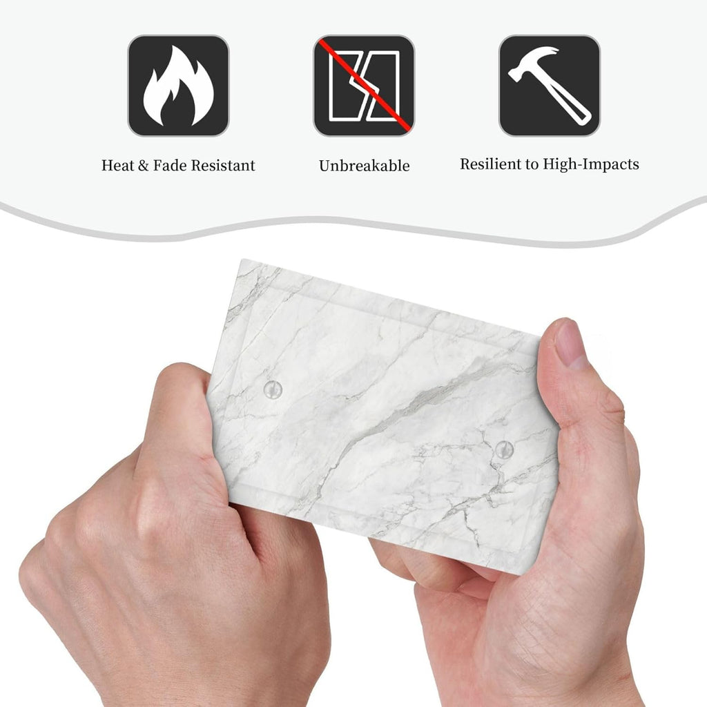 Light Switch Cover Plate Marble Granite White And Grey 1 Gang No Device Blank Electrical Wall Plates Faceplate Decorative Switch Plate for Home Bedroom Decor