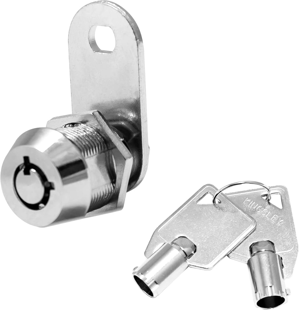 Kingsley Tubular Cam Lock With 7/8" Cylinder-Chrome Finish, Keyed Alike, RV Replacement, Camper, Cabinet, ATM, Vending Machine, Tool Box, File Cabinet, Arcade Lock