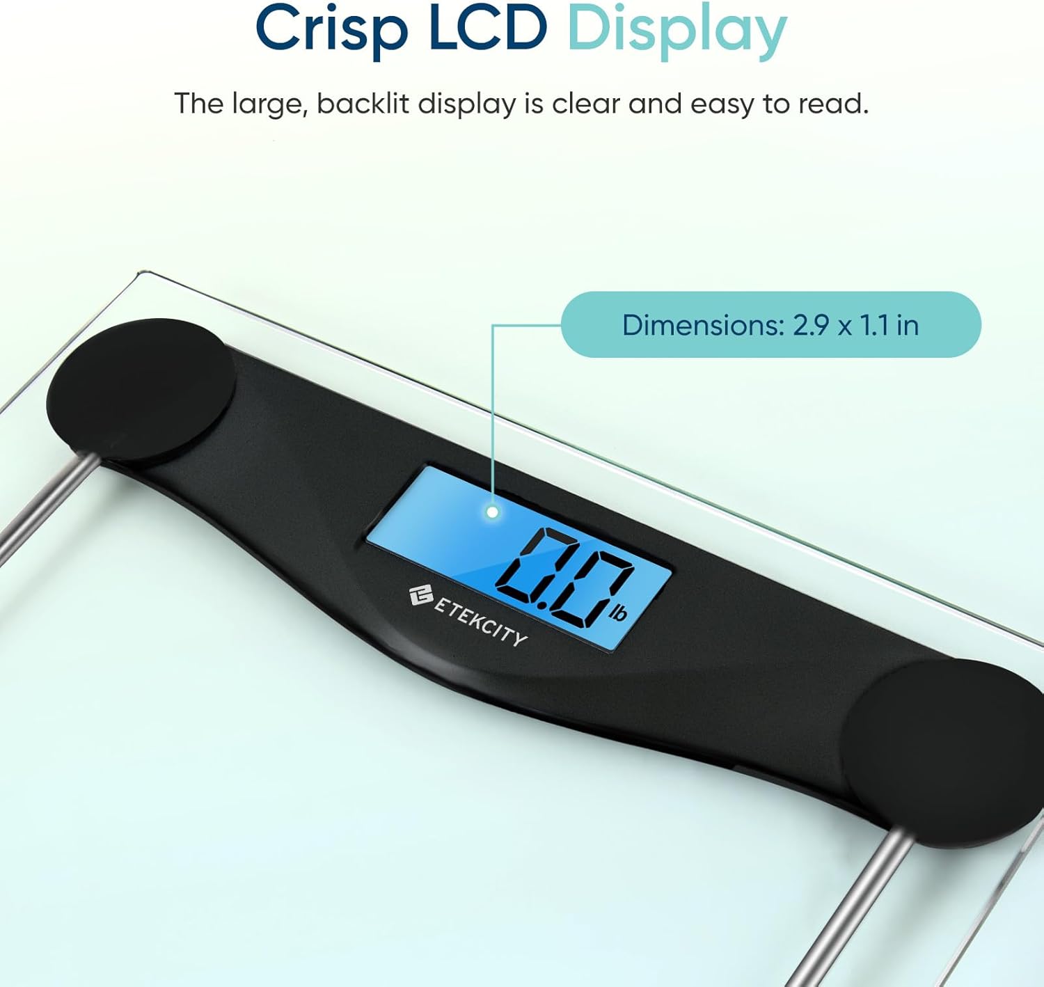 Etekcity Digital Body Weight Bathroom Scale, Large Blue LCD Backlight Display, High Precision Measurements, 6mm Tempered Glass, 400 Pounds, Black