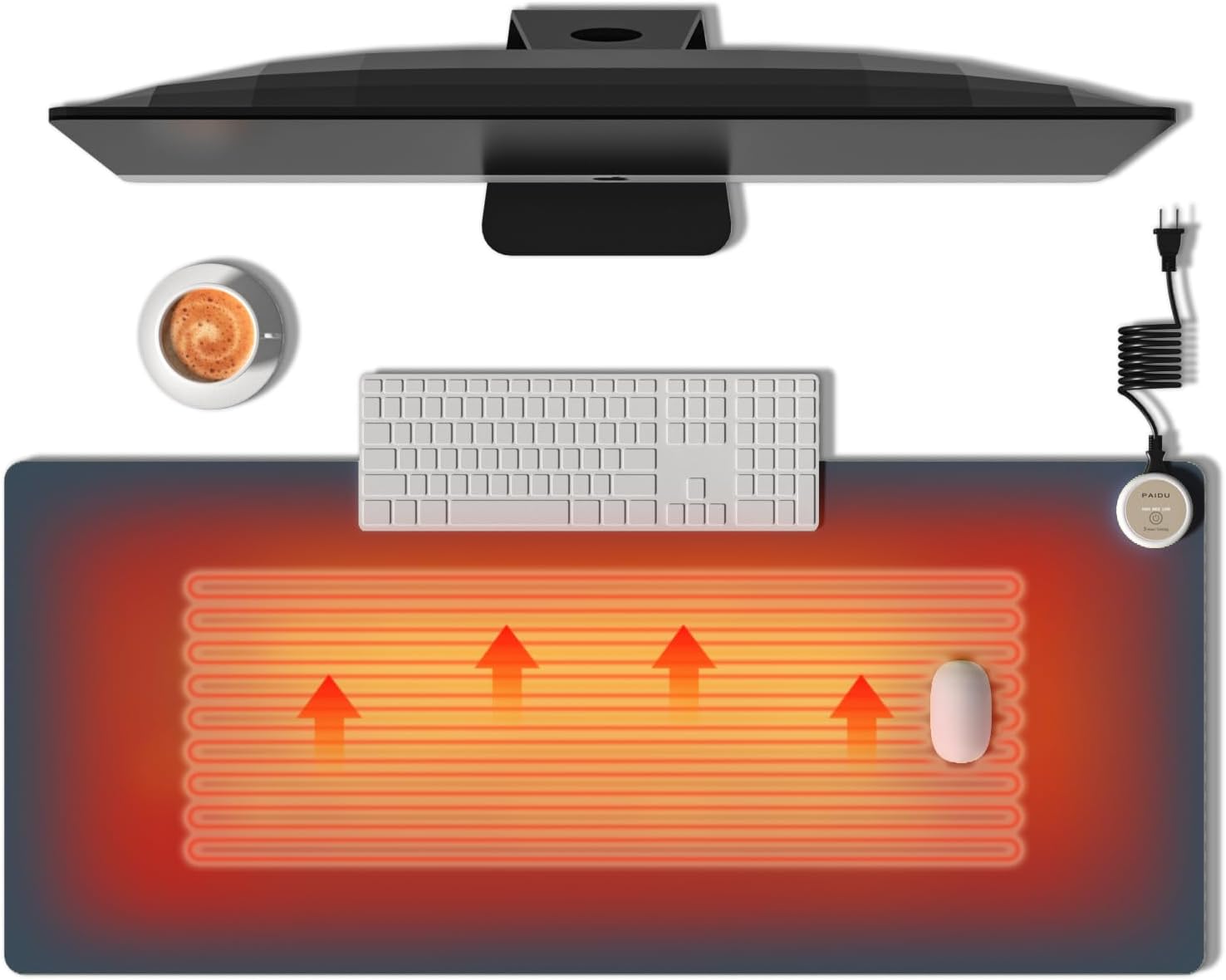 Heated Mouse Pad Hand Warmers, Electric Warm Office Desk Mat, 31.5" x 13", 3 Control Levels Temperature 3 Hours Auto Shut-Off, Suitable for Home/Offices Computer Keyboard Pads (Navy Blue)