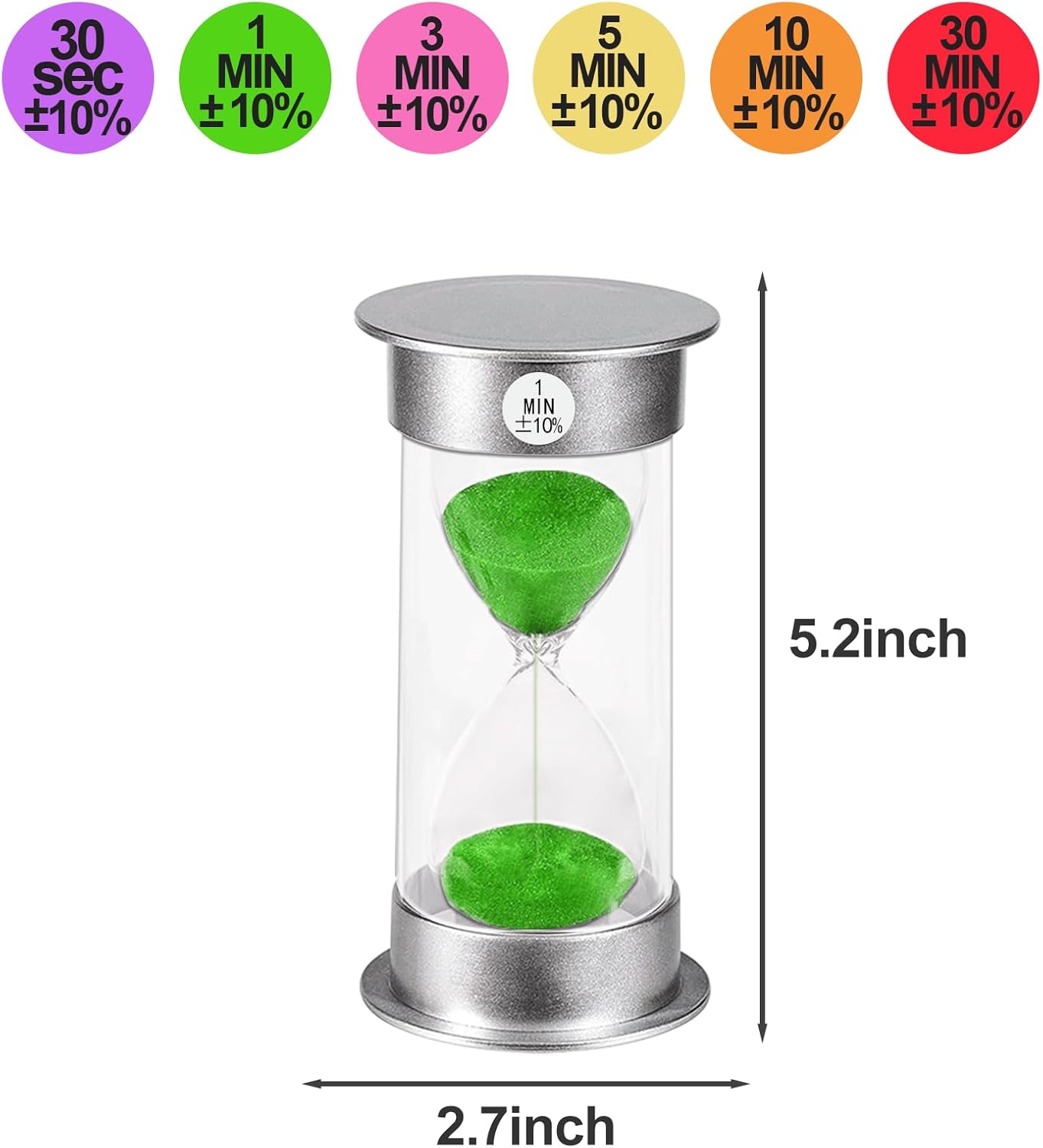 SuLiao Hourglass Sand Timer 30Sec 1 3 5 10 30 Minutes Set, Plastic Large Unbreakable Sand Watch Clock, Colorful Hour Glass Sandglass for Kids, Classroom, Games, Kitchen（Pack of 6）