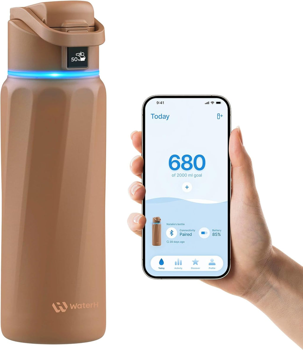 BOOST Smart Water Bottle with Reminder & Tracker, Double Wall Vacuum Insulated Bottles Stainless Steel, 32oz BPA-Free Wide Mouth for Gym, Office, School, Ideal Gift for Christmas, New Year