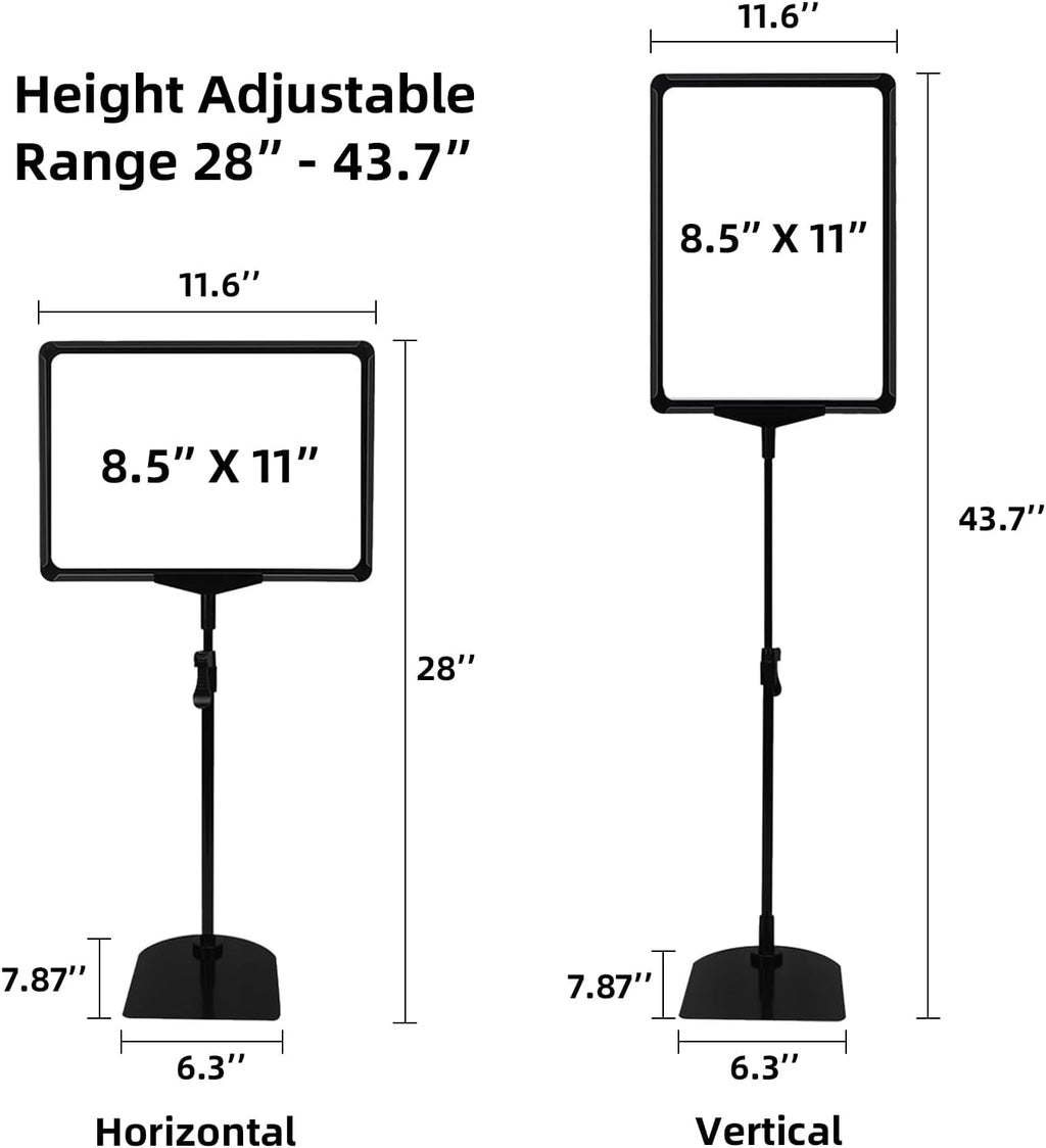 Adjustable Sign Holder Stand 8.5 x 11, Sign Stand for Display,Adjustable Sign Holders For Table Top, Table Sign Holders,Suitable for indoor use (Black-2pcs)