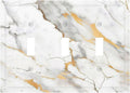 Decorative Switch Plates Marbling Style White Background Gold Gray Stripes 3 Gang Wall Plate Triple Toggle Light Switch Cover Faceplate Electrical Wall Panels For Bathroom Kitchen Decor